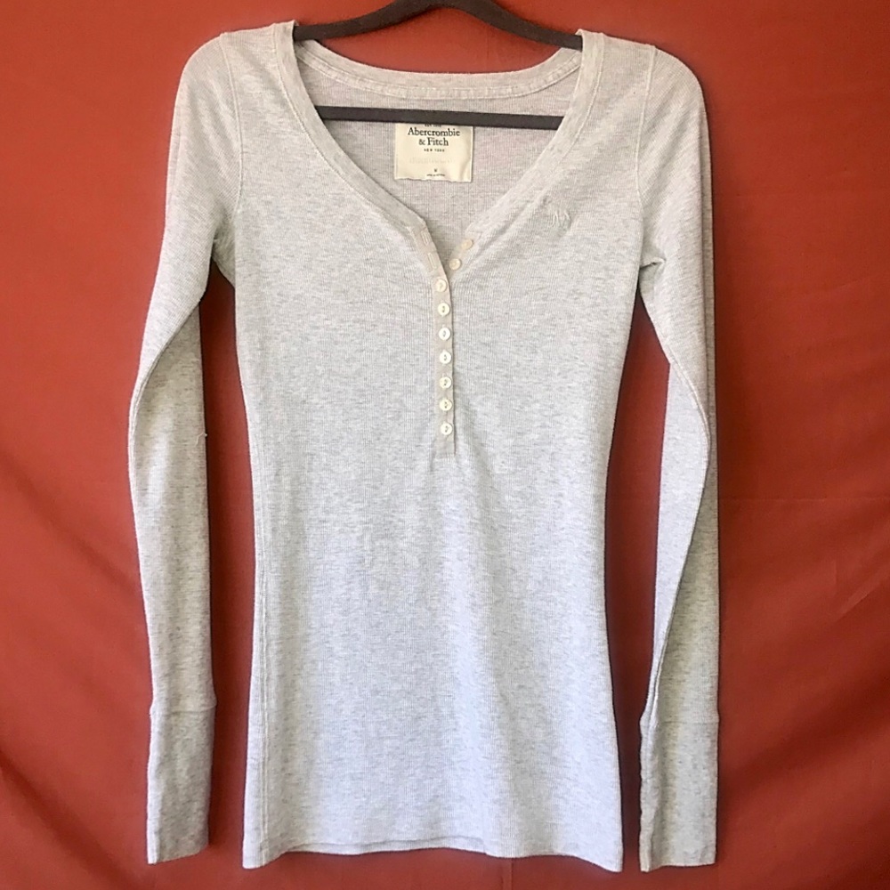 Abercrombie & Fitch Heather Grey Henley Top